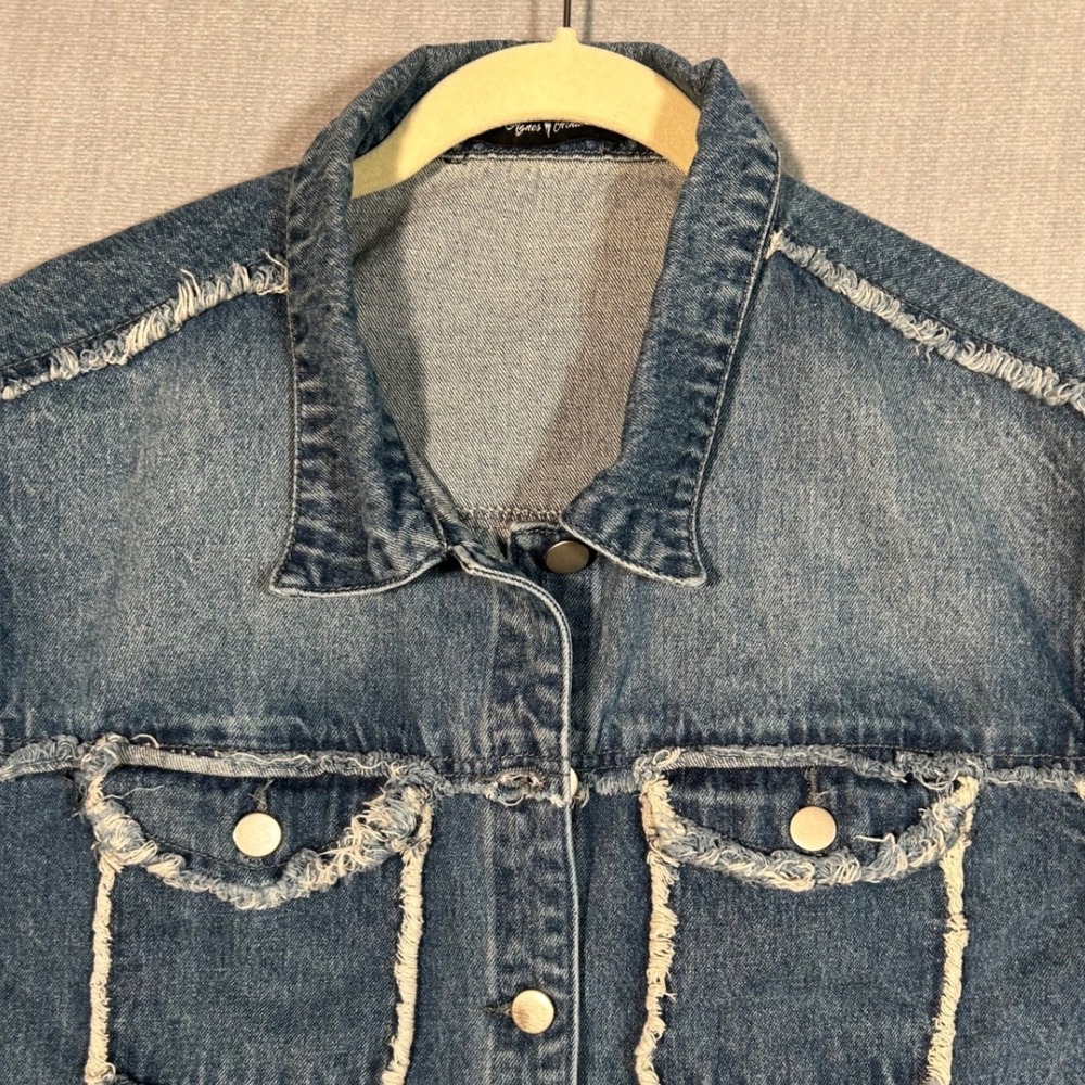 Denim Vest Blue Distressed Frayed Pockets Buttons Western Agnes Orinda Size 3X - Picture 5 of 8